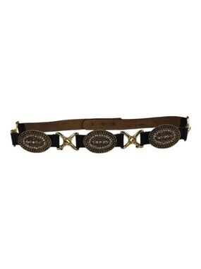Streets Ahead Santa Monica X & O Rhinestone Leather Statement Belt Vintage